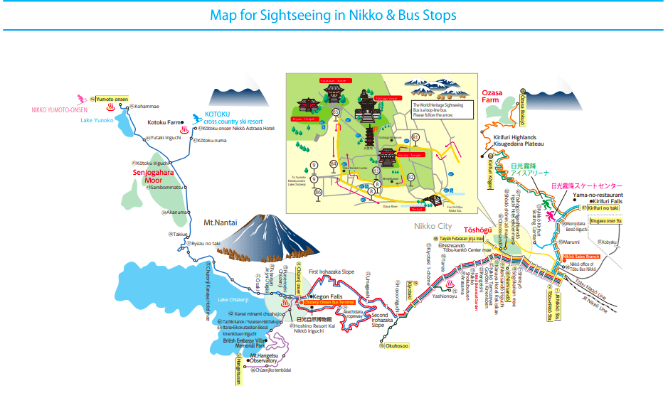 Map for sightseeing in Nikko, Japan